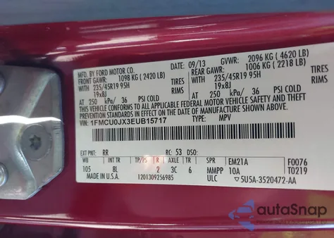 2014 Ford Escape Titanium from USA, damaged, VIN 1FMCU0JX3EUB15717